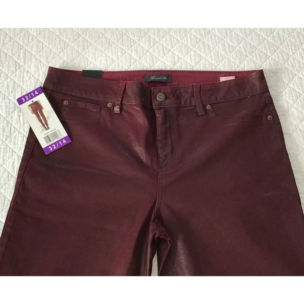 Level 99 Mid Rise Coated Skinny Jeans Forever‎ 32/14 NWT Glam Bikercore Punk NWT